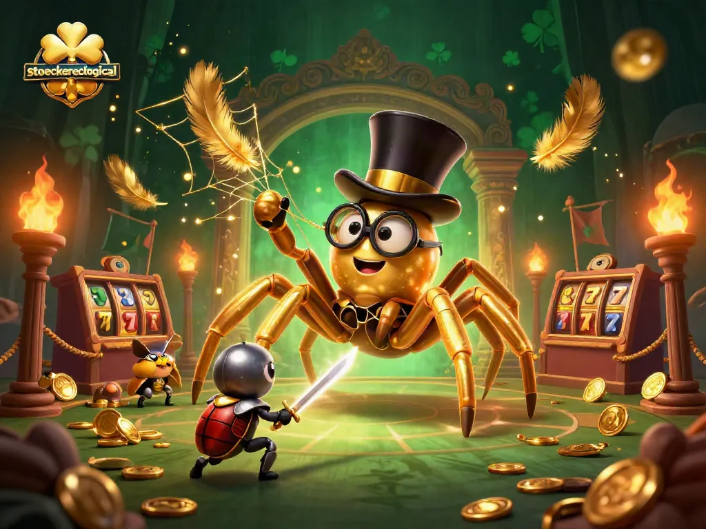 Engage in thrilling gaming action with stoeckerecological's vibrant casino illustration featuring a mystical golden tarantula.